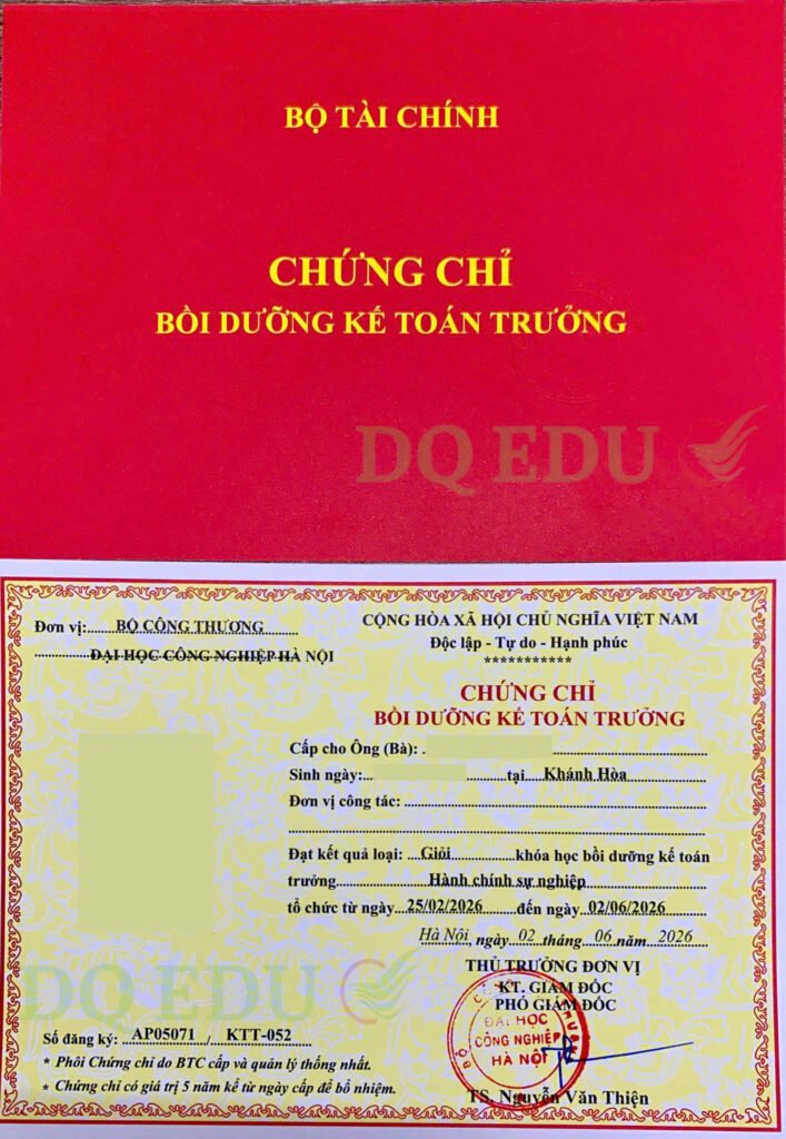 Chứng chỉ - Chứng chỉ Kế toán trưởng đơn vị hành chính sự nghiệp