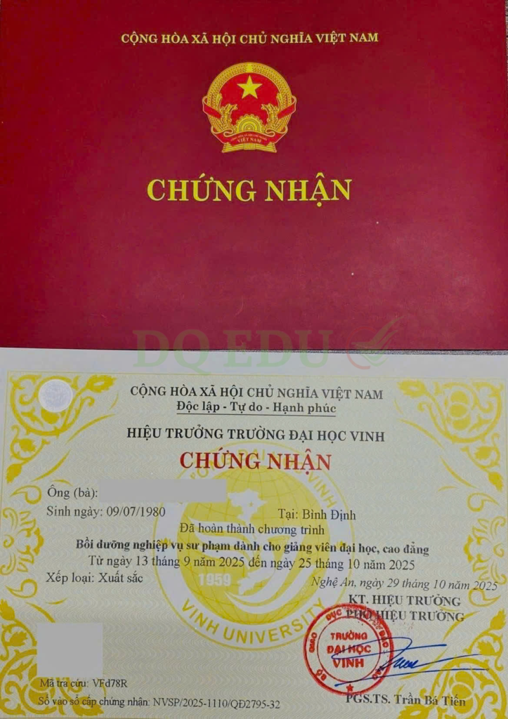 Chứng chỉ - Chứng chỉ bồi dưỡng nghiệp vụ sư phạm cho giảng viên đại học, cao đẳng