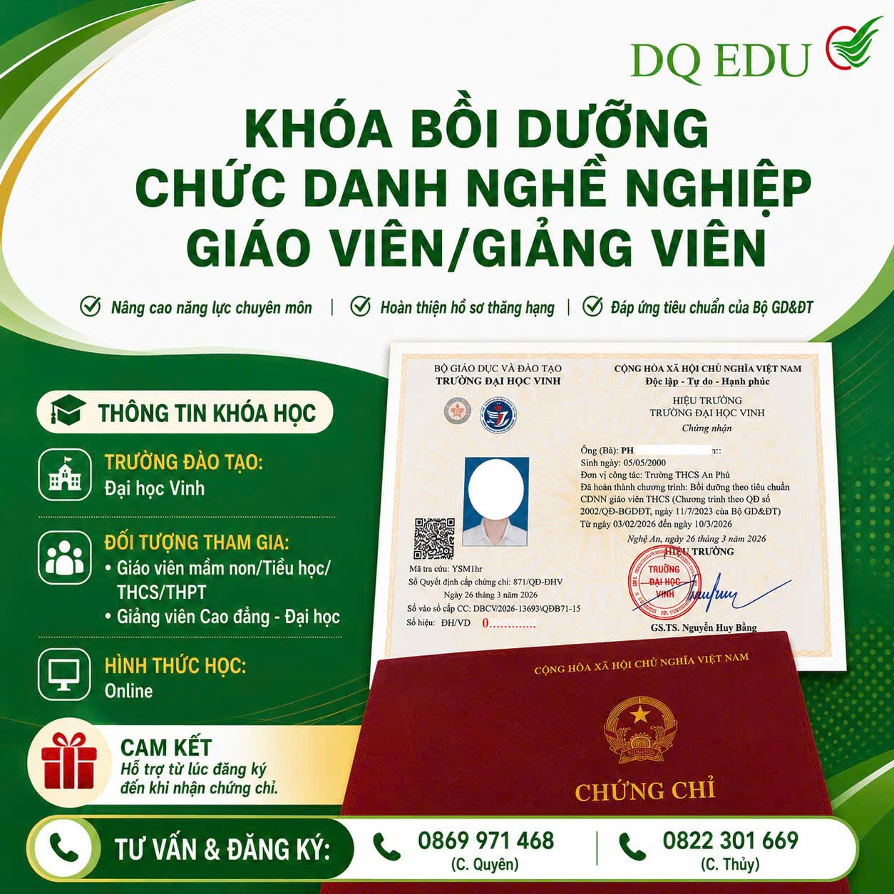 Chứng chỉ bồi dưỡng nghiệp vụ sư phạm cho giảng viên đại học, cao đẳng