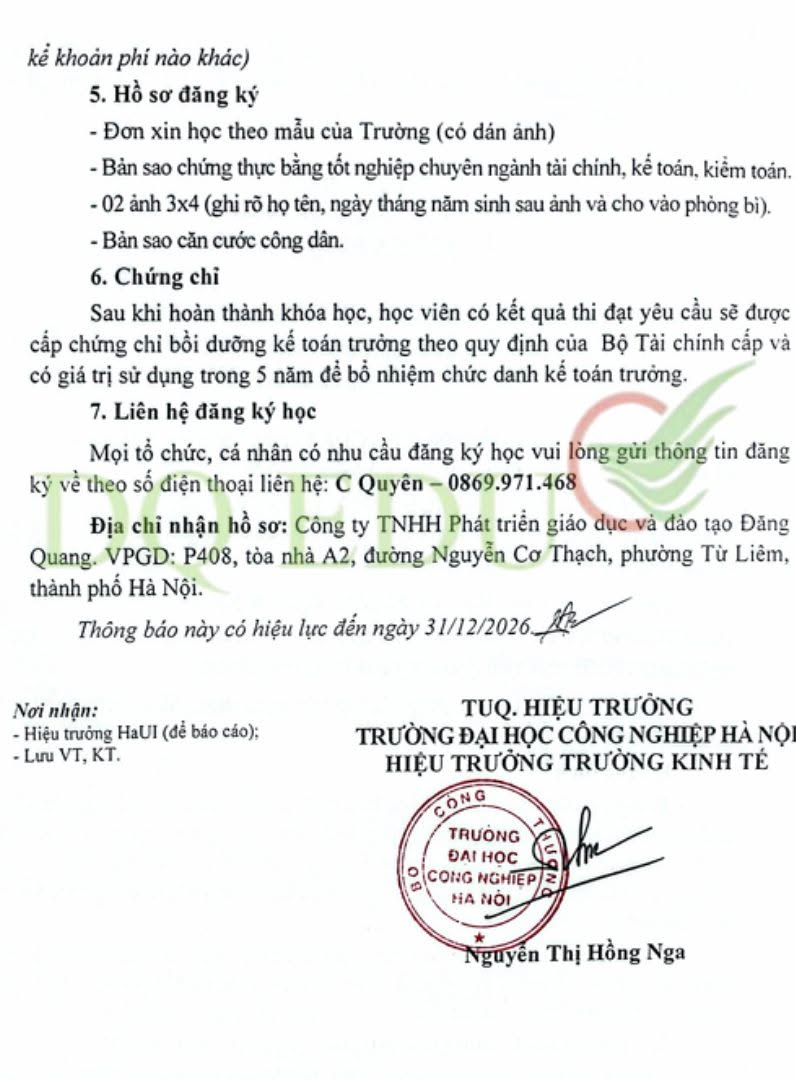 Các chương trình bồi dưỡng theo nhu cầu
