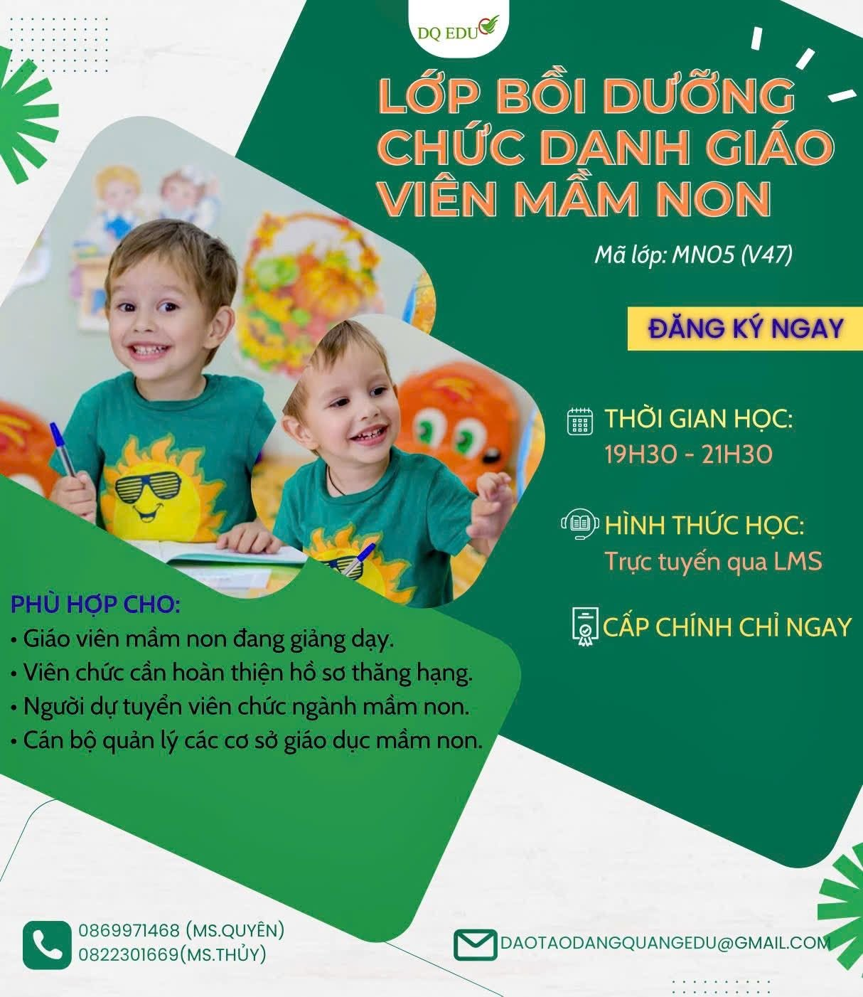 Chứng chỉ bồi dưỡng nghiệp vụ Quản lý mầm non