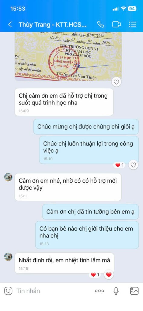 Ảnh phản hồi của học viên